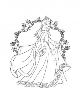 Раскраска Аврора в платье и пальто