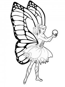 Раскраска Фея Барби держит волшебный шар