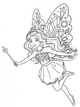 Раскраска Фея Барби с волшебной палочкой
