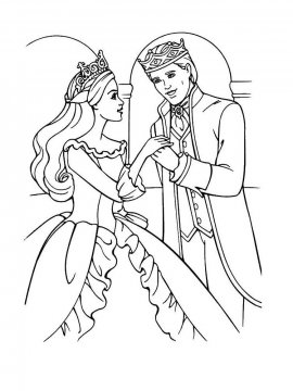 Раскраска принцесса Барби с принцем