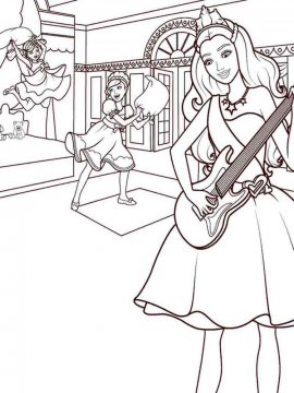 Раскраска Барби играет на гитаре