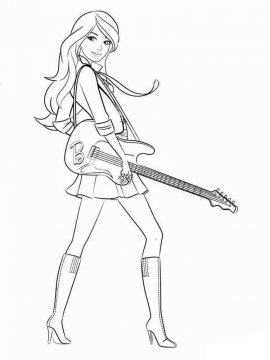 Раскраска Барби гитарист