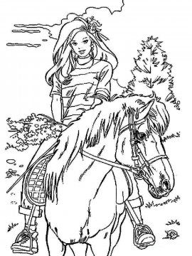 Раскраска Барби на коне