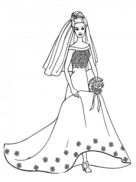 Раскраска Барби невеста