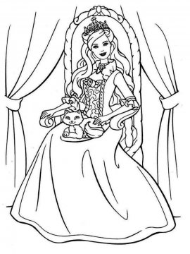 Раскраска Барби принцесса на троне