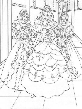 Раскраска Барби принцесса в платье
