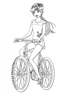 Раскраска Барби катается на велосипеде