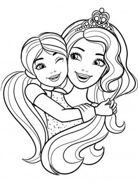 Раскраска Принцесса Барби с дочкой