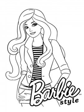 Раскраска Барби на стиле 