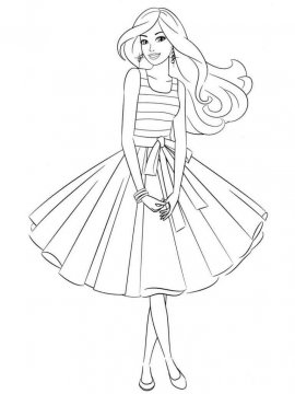 Раскраска Милая Барби в красивом платье