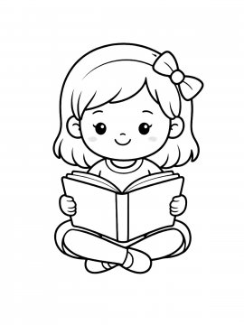 Раскраска Девочка читает книгу