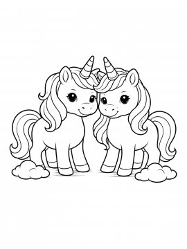 Раскраска Две единорожки