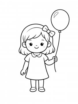 Раскраска Девочка с воздушным шариком