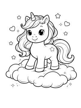 Раскраска Единорог на облаке