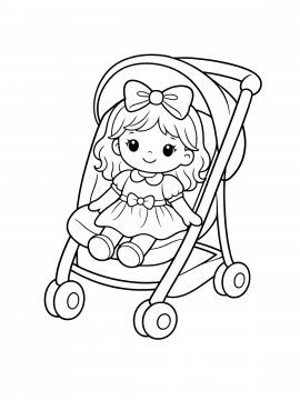 Раскраска Кукла в коляске