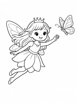 Раскраска Фея и бабочка