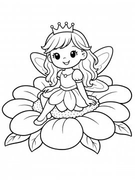 Раскраска Фея сидит на цветке