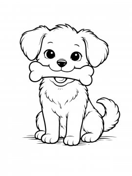 Раскраска Щенок с костью