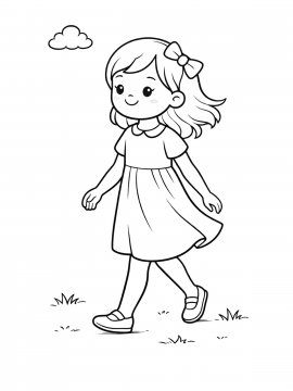 Раскраска Девочка на прогулке