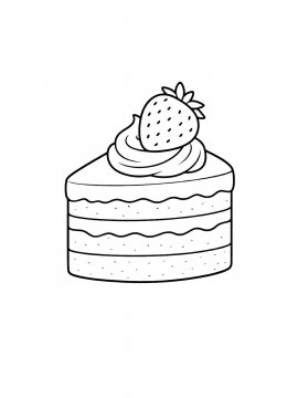 Раскраска Пирожное с клубникой