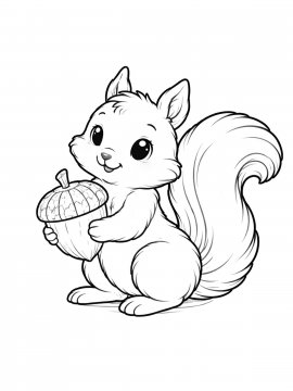 Раскраска Белка держит желудь