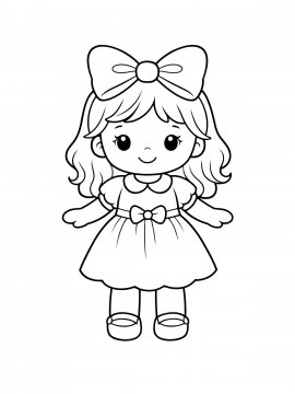 Раскраска Кукла с бантом