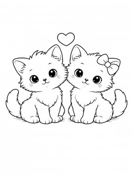 Раскраска Два котенка для девочек