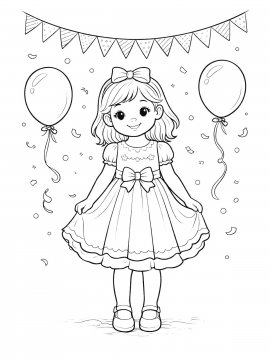 Раскраска Девочка на празднике
