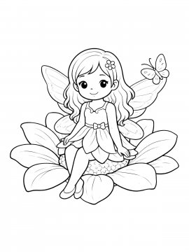 Раскраска Фея сидит на цветке