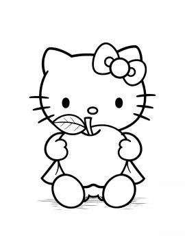 Раскраска Хелло Китти с яблоком