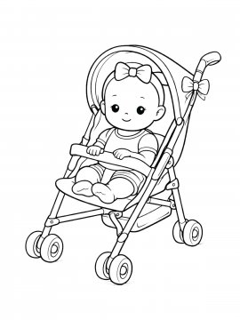 Раскраска Пупсик в коляске