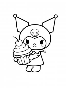 Раскраска Куроми с кексиком