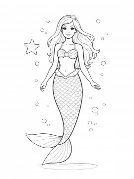 Раскраска Барби русалка
