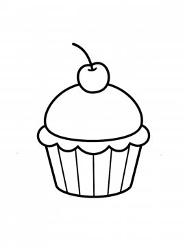 Раскраска Кексик с вишенкой