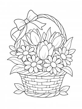 Раскраска Корзина с цветами