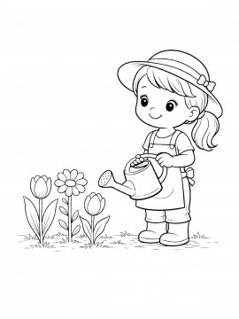 Раскраска Девочка садовник