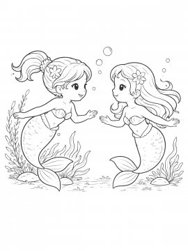 Раскраска Две русалки