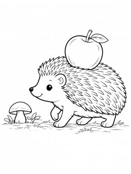 Раскраска Ежик с яблоком