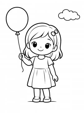 Раскраска Девочка с воздушным шариком