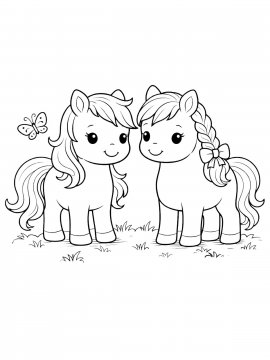 Раскраска Две пони