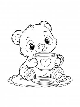 Раскраска Пандочка с кружкой