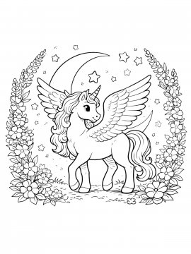 Раскраска Единорог с крыльями