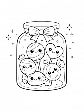 Раскраска Милая баночка со сладостями