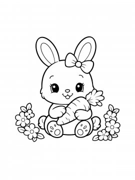 Раскраска Кролик держит морковку