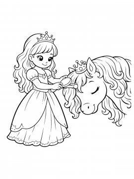 Раскраска Принцесса расчесывает соего пони