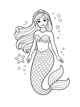 Раскраска Барби русалка