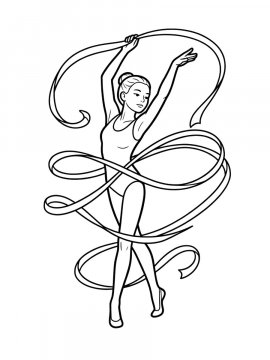 Раскраска Гимнастка с лентой