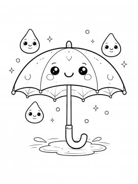 Раскраска Кавайный зонтик