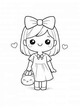 Раскраска Девочка с бантом