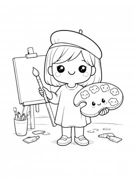 Раскраска Девочка художник